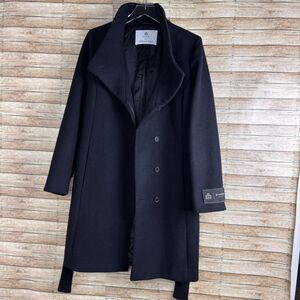 Aritzia Babaton The Connor Coat Virgin Wool Belted Black Size Large